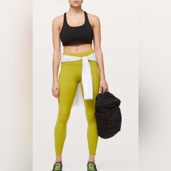 Lululemon Fast And Free High Rise Leggings Women’s 4 Running   25” Golden Lime - Picture 1 of 14